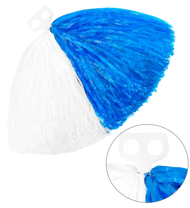 Zweifarbiger Pom Pom in Weiss und Blau für Fasnacht und Karneval