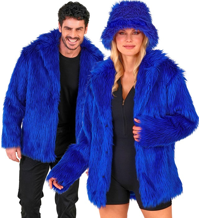 Blaue Plüschjacke für Fasnacht und Karneval