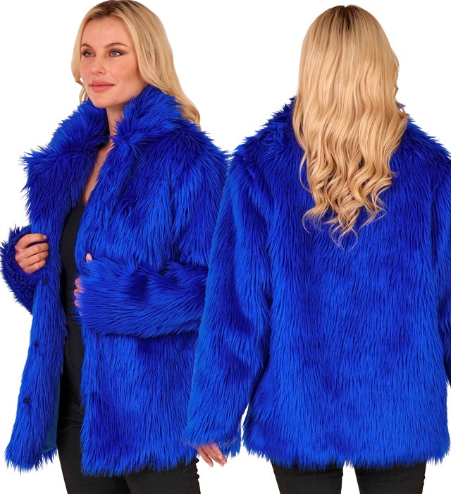 Blaue Plüschjacke für Fasnacht und Karneval