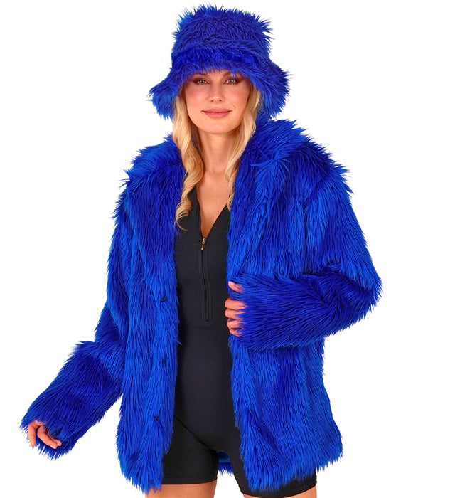 Blaue Plüschjacke für Fasnacht und Karneval