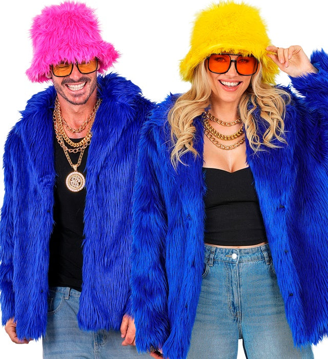 Blaue Plüschjacke für Fasnacht und Karneval
