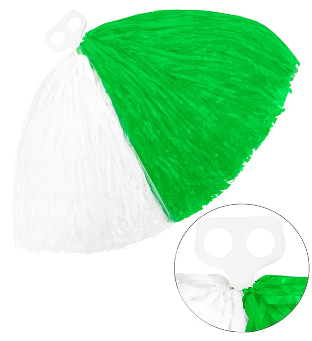 Zweifarbiger Pom Pom in Weiß und Grün für Fasnacht und Karneval
