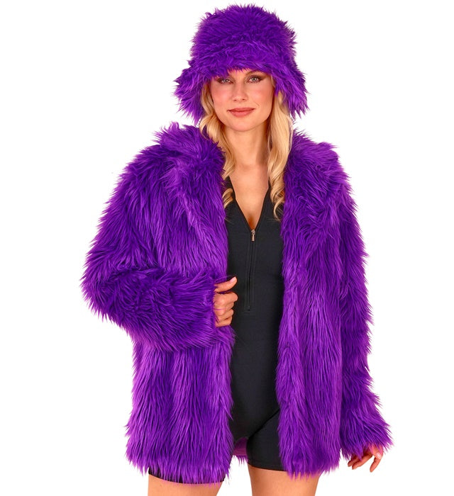 Violette Plüschjacke für Fasnacht und Karneval