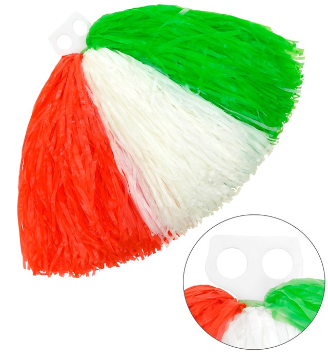 Dreifarbiger Pom Pom in grün, weiß und rot für Fasnacht und Karneval
