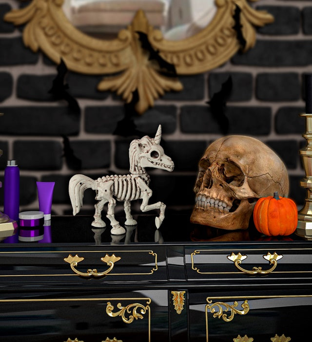 Einhorn Skelett Deko Figur 18 cm für Halloween und Fasnacht