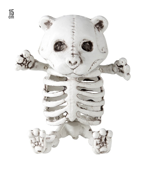 Teddybärskelett 15 cm aus Kunststoff als Fasnacht und Halloween Dekoration