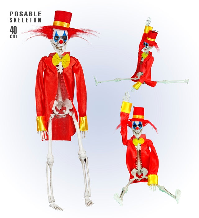 Killerclown Skelett 40 cm mit beweglichen Armen und Beinen als Halloween-Deko