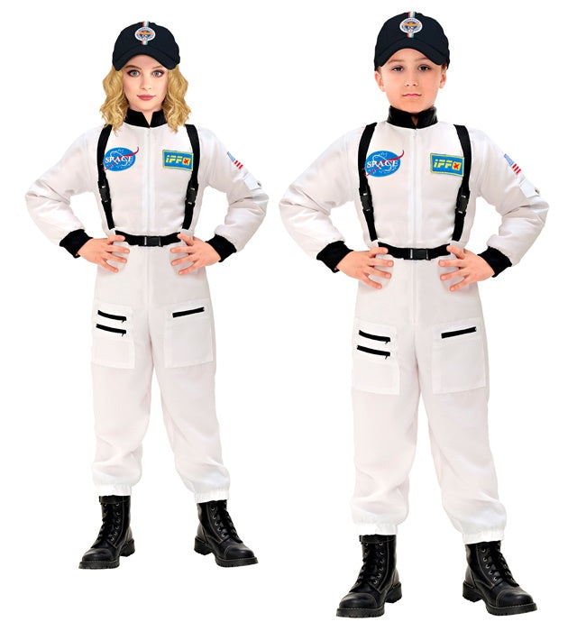 Astronaut Overall Kostüm für Fasnacht und Mottoparty in Weiss mit Weltraum-Design