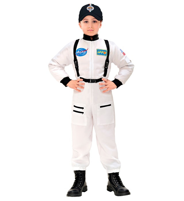Astronaut Overall Kostüm für Fasnacht und Mottoparty in Weiss mit Weltraum-Design
