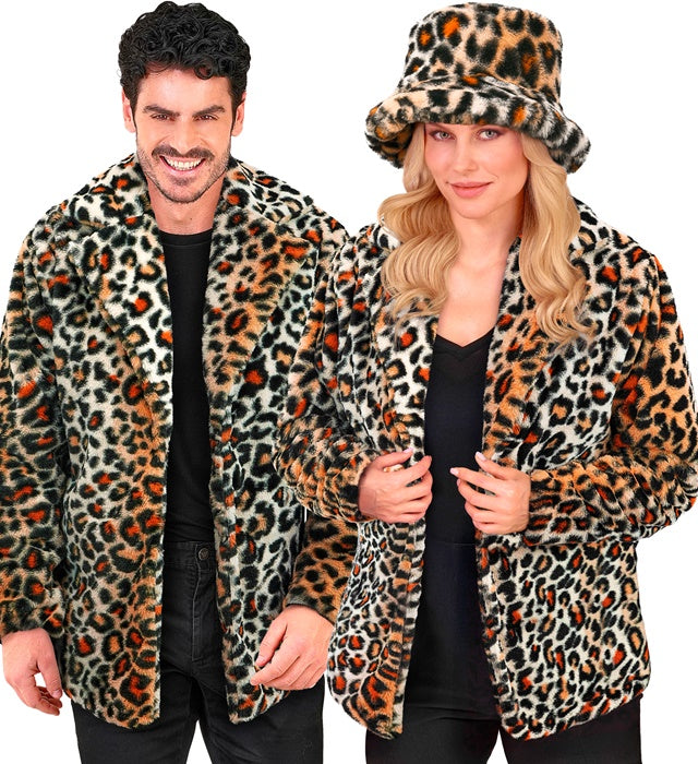 Plüschjacke mit Leopardenmuster für Fasnacht und Karneval