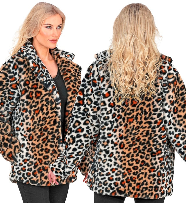 Plüschjacke mit Leopardenmuster für Fasnacht und Karneval