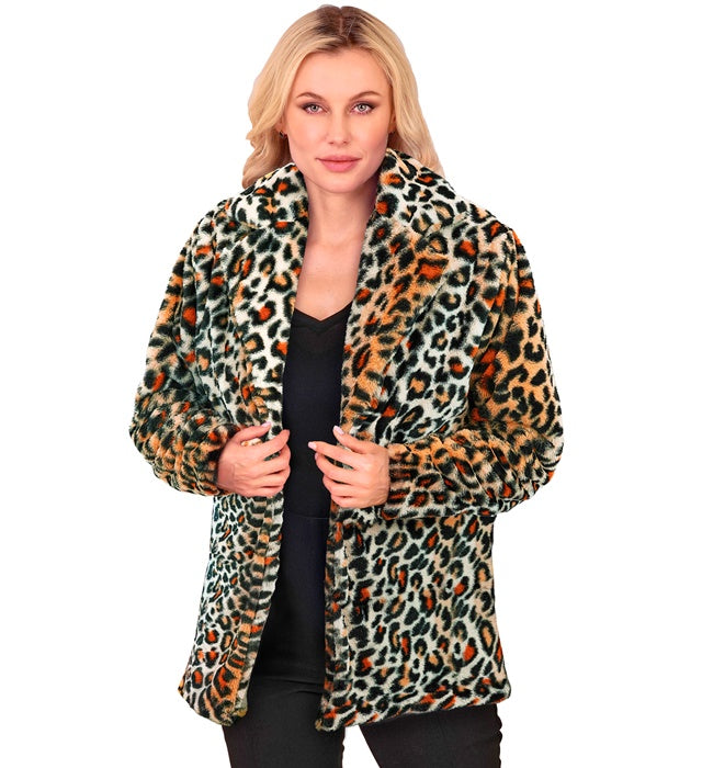 Plüschjacke mit Leopardenmuster für Fasnacht und Karneval