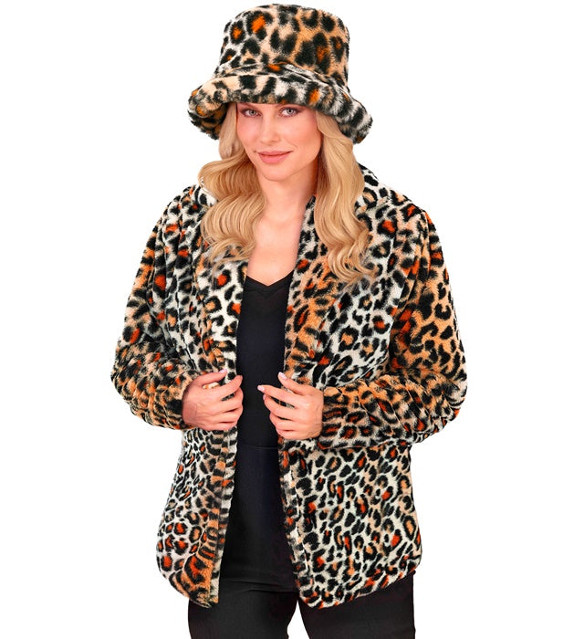 Plüschjacke mit Leopardenmuster für Fasnacht und Karneval