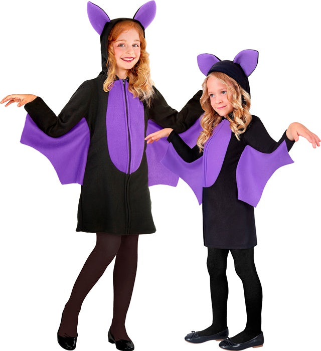 Fledermaus-Kleid mit Kapuze in schwarzem Design für Fasnacht und Halloween