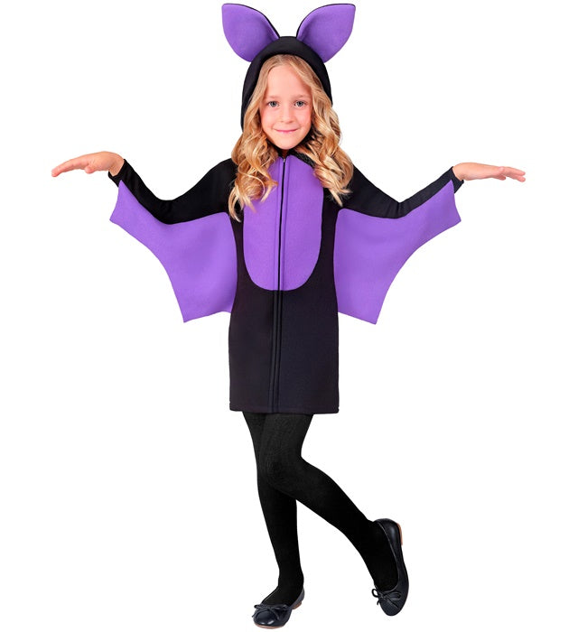 Fledermaus-Kleid mit Kapuze in schwarzem Design für Fasnacht und Halloween