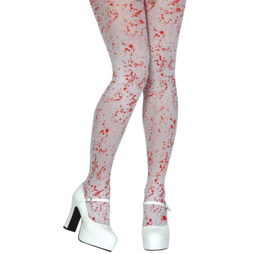 Zombie Halloween Strumpfhosen mit Blutspritzer weiss