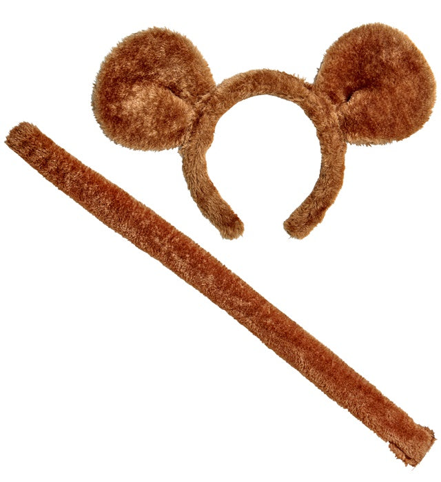 Affe Kostümset mit Ohren und Schwanz für Fasnacht