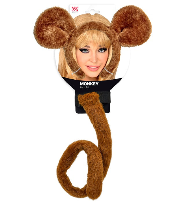 Affe Kostümset mit Ohren und Schwanz für Fasnacht