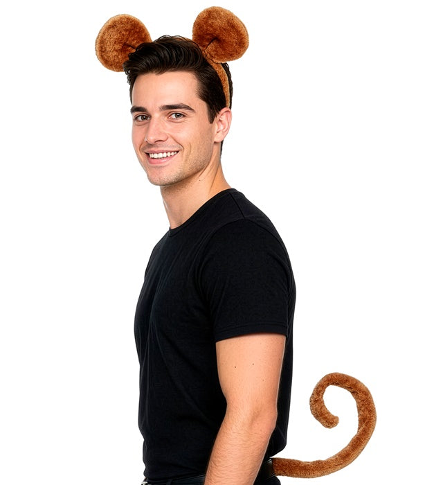 Affe Kostümset mit Ohren und Schwanz für Fasnacht