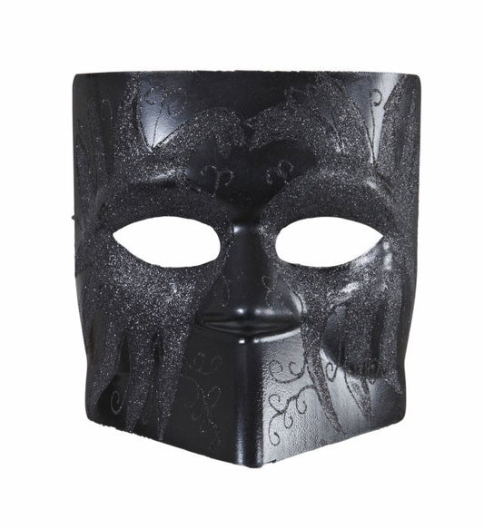 Schwarze Doge-Maske als lustiges Fasnachtskostüm