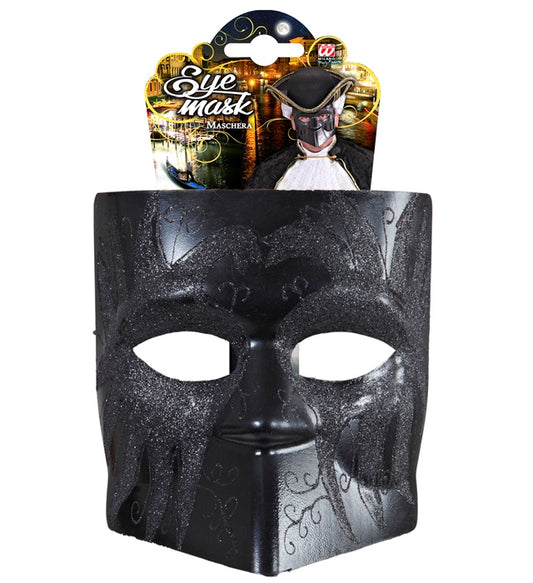 Schwarze Doge-Maske als lustiges Fasnachtskostüm