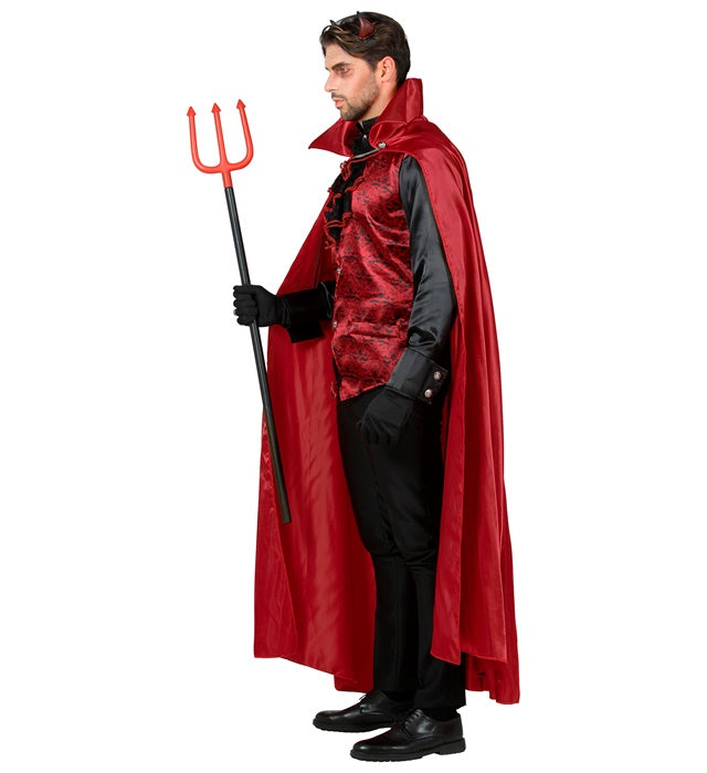 Teufelskostüm bestehend aus Hemd, Weste, Jabot mit Medaillon, Umhang und Handschuhen