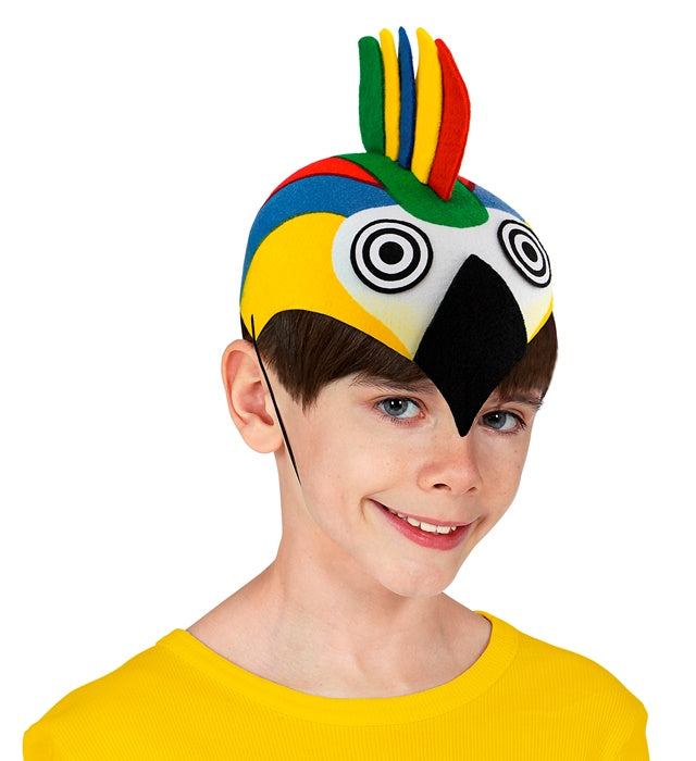 Bunter Papagei-Filzhut aus Filz für Fasnacht und Karneval