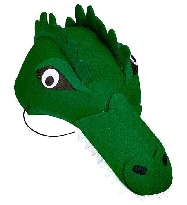 Krokodilhut aus grünem Filz mit detailreicher Krokodilgestaltung