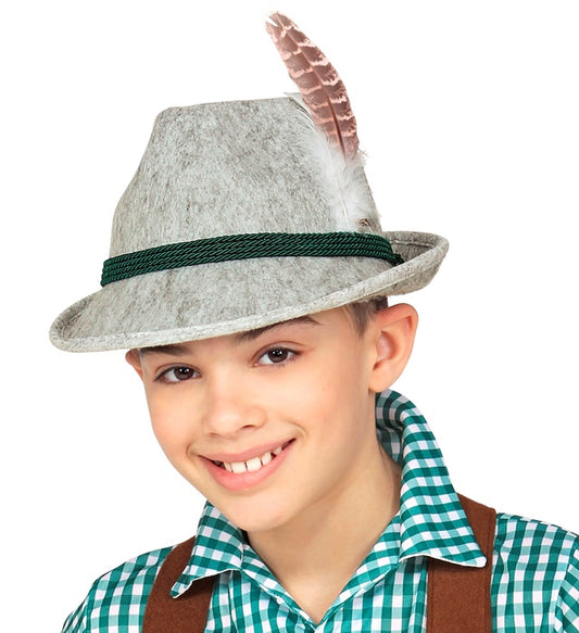 Bayerischer Fedora-Hut mit Feder in Kindergröße