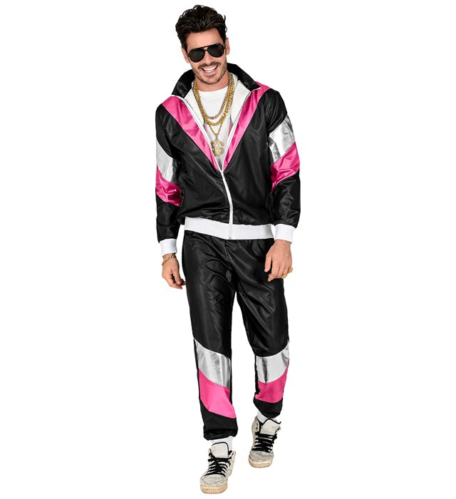 80er Jahre Lederlook Trainingsanzug Oberteil und Hose im Retro Design