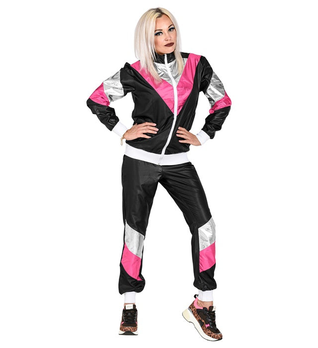 80er Jahre Lederlook Trainingsanzug Oberteil und Hose im Retro Design