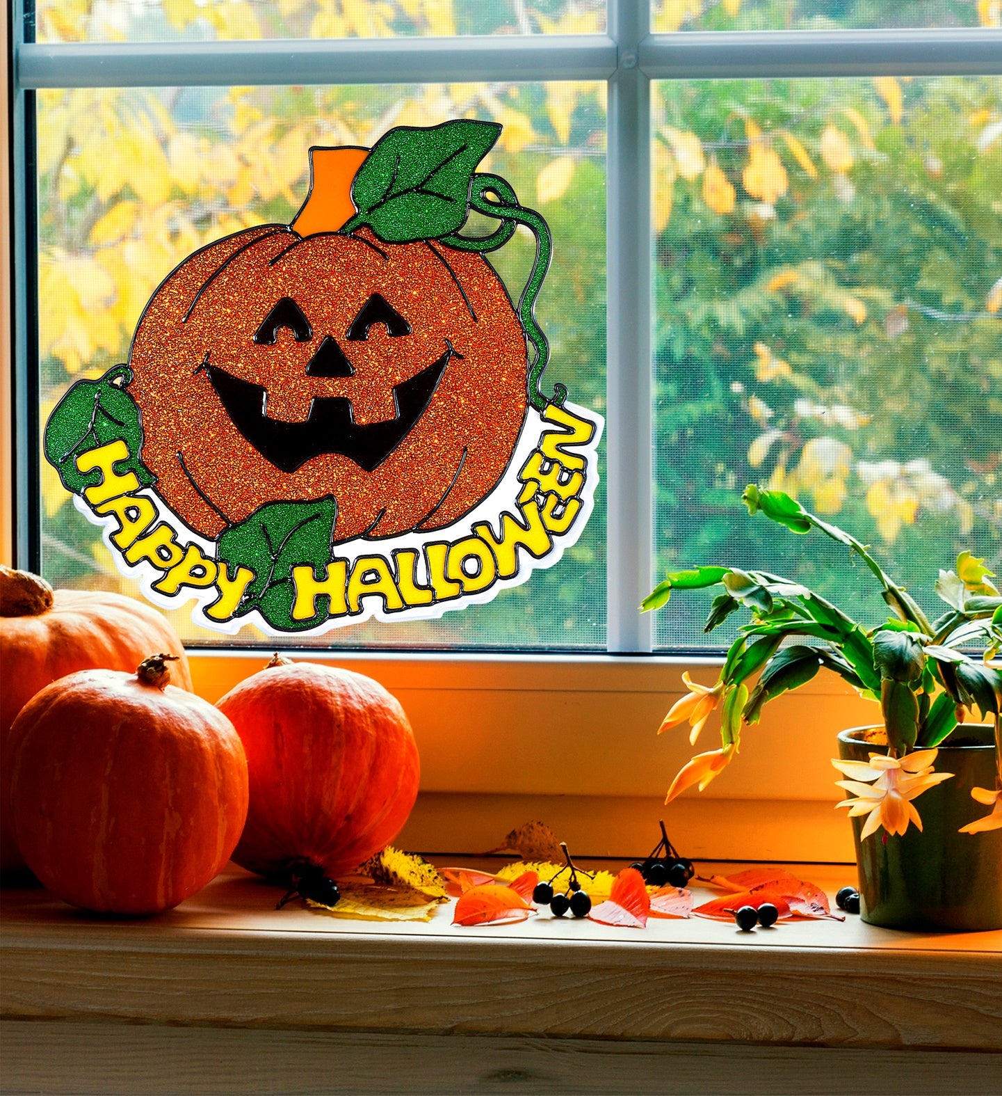 Fensterbild Kürbis Happy Halloween 25cm