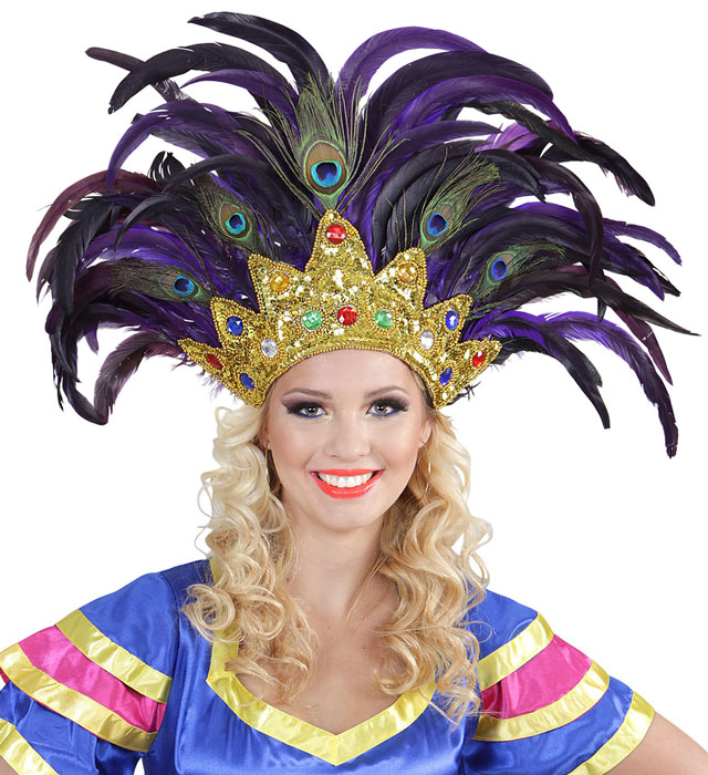 Bahia Show Kopfbedeckung mit bunten Federn für Fasnacht und Karneval