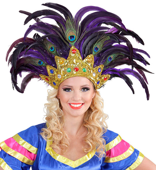 Bahia Show Kopfbedeckung mit bunten Federn für Fasnacht und Karneval
