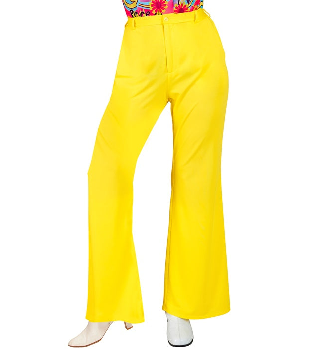 Gelbe 70s Groovy Style Hose im Retro-Design für Fasnacht und Karneval