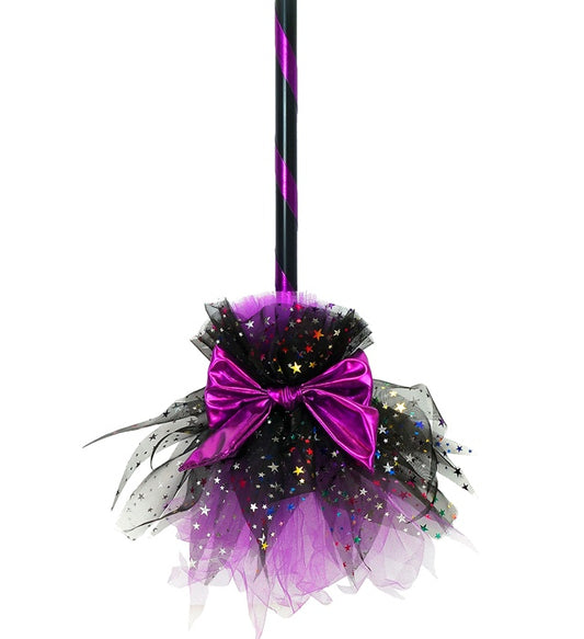 Violetter Hexenbesen 85 cm als Halloween und Fasnacht Accessoire