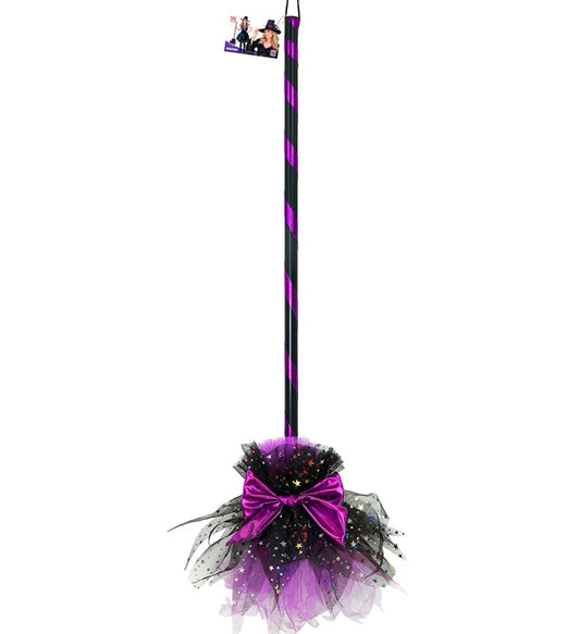 Violetter Hexenbesen 85 cm als Halloween und Fasnacht Accessoire