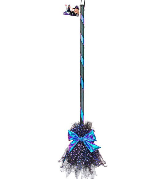 Blauer Hexenbesen 85 cm für Halloween und Fasnacht