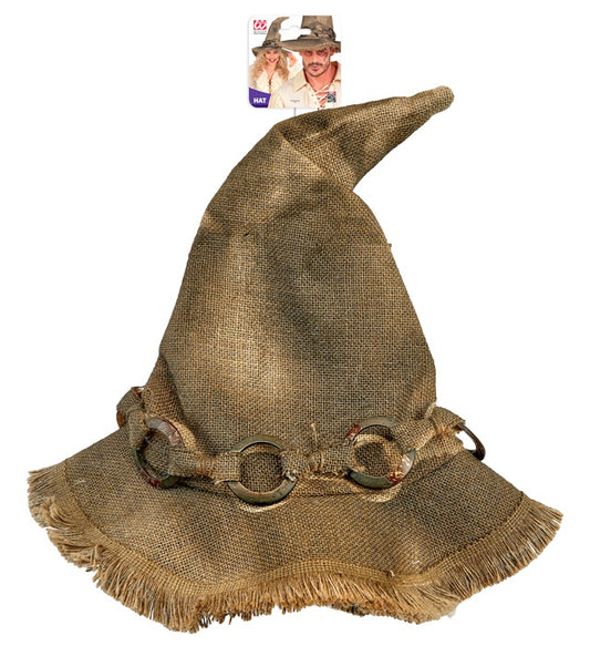 Vogelscheuchen-Hut mit Strohelementen für Fasnacht und Halloween