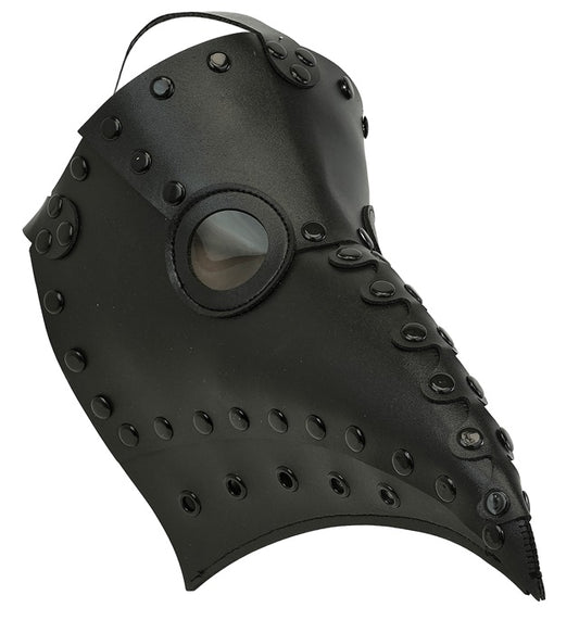 Pestdoktor Maske aus schwarzem Kunstleder mit langem Schnabel