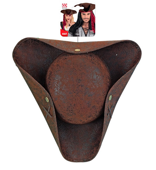 Dreispitz Hut aus Vintage Kunstleder in Piratenstil für Fasnacht und Mottoparty