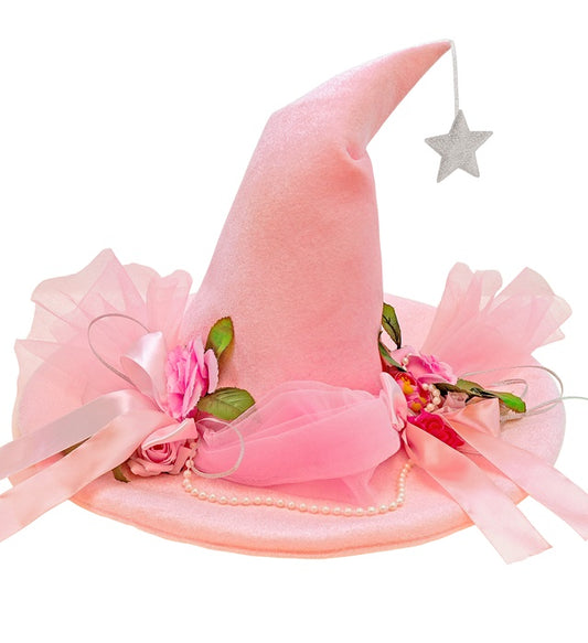 Rosa Feenhut als Kostümzubehör für Fasnacht und Mottoparty
