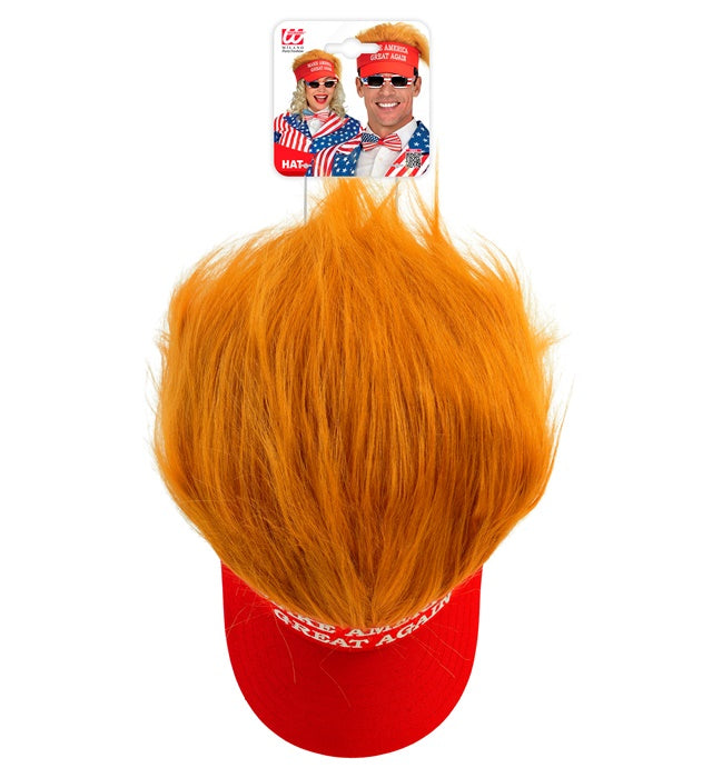 Make America Great Again Schirmmütze mit orangen Plüschhaaren