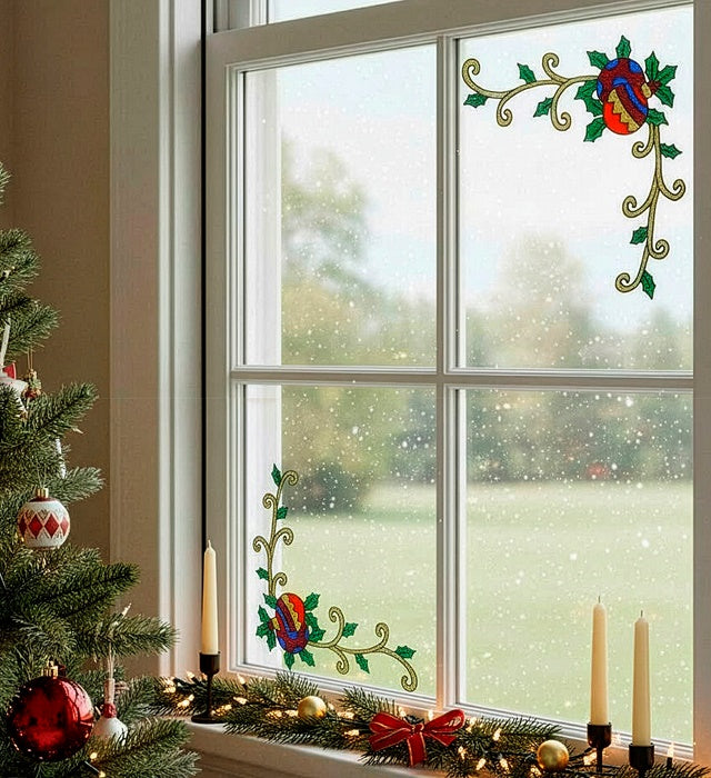 Weihnachts Fensterbilder Set mit 2 Motiven für Fensterecken, 12 cm groß
