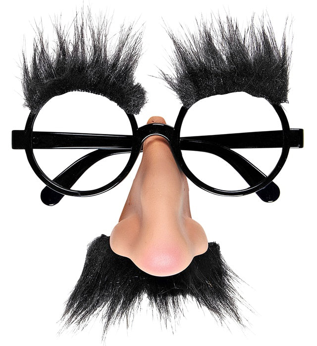 Karnevalsbrille mit Nase, Schnurrbart und Augenbraue als Fasnachtskostümzubehör