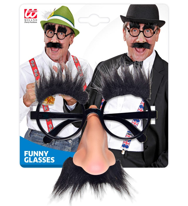 Karnevalsbrille mit Nase, Schnurrbart und Augenbraue als Fasnachtskostümzubehör