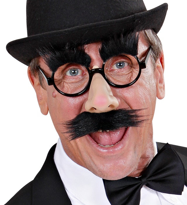 Karnevalsbrille mit Nase, Schnurrbart und Augenbraue als Fasnachtskostümzubehör