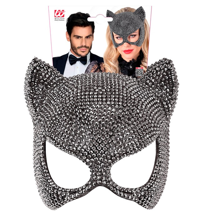 Strass Katzenmaske mit funkelnden Steinen für Fasnacht und Karneval
