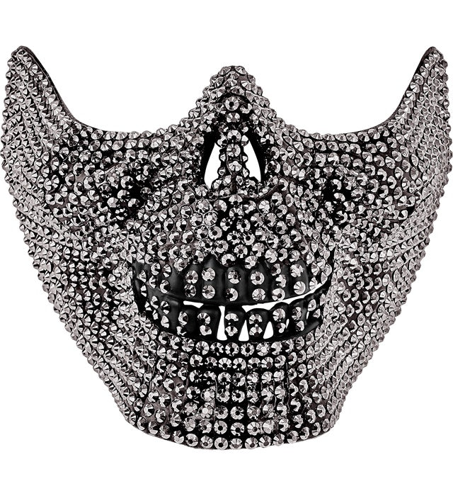 Strass Totenkopfmaske mit funkelnden Steinen für Fasnacht und Halloween