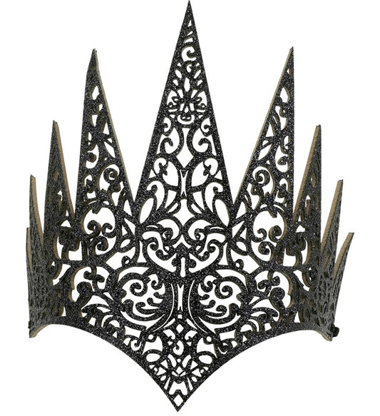 Schwarze Krone als Kostümzubehör für Halloween und Fasnacht